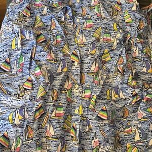 Multiples Boys Sailboat Button-Down Shirt in Blue with Multicolor Sails